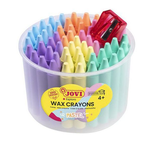 Pot de 60 craies à la cire jumbo couleurs pastels assorties