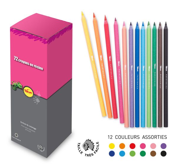 Pot de 72 crayons couleurs 18 cm résine Pichon
