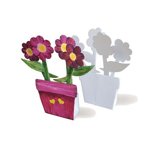 Pot de fleurs en carton blanc à décorer (Lot de 10)