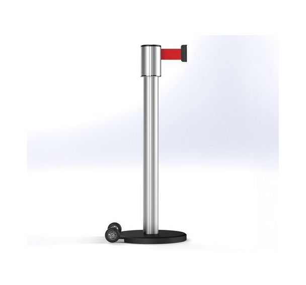 Poteau Storetrac anodisé sangle 10 m - avec roulette - Beltrac