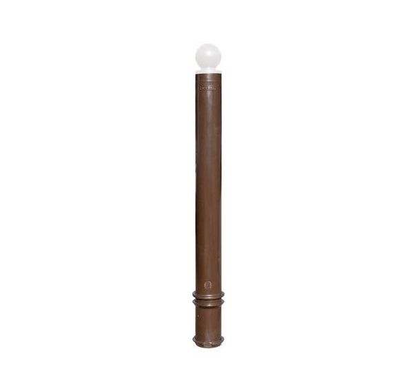 Poteau à mémoire de forme 130 cm Tête boule PMR À sceller Ø 80 mm Blanc/Marron