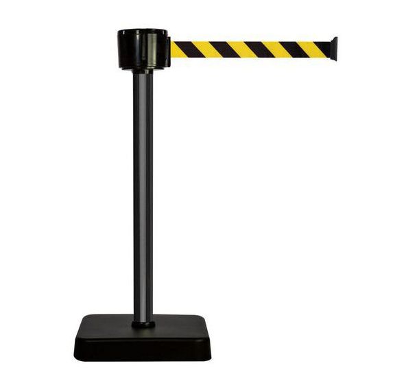 Poteau à sangle 12m - Sangle jaune et noire - socle mobile