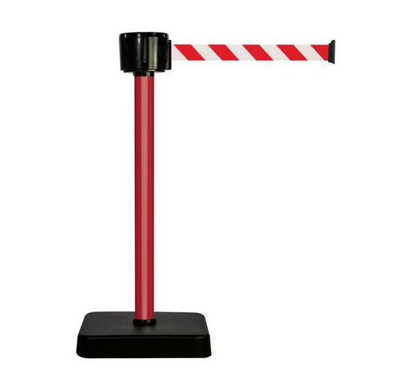 Poteau à sangle 12m - Sangle rouge et blanche - socle mobile