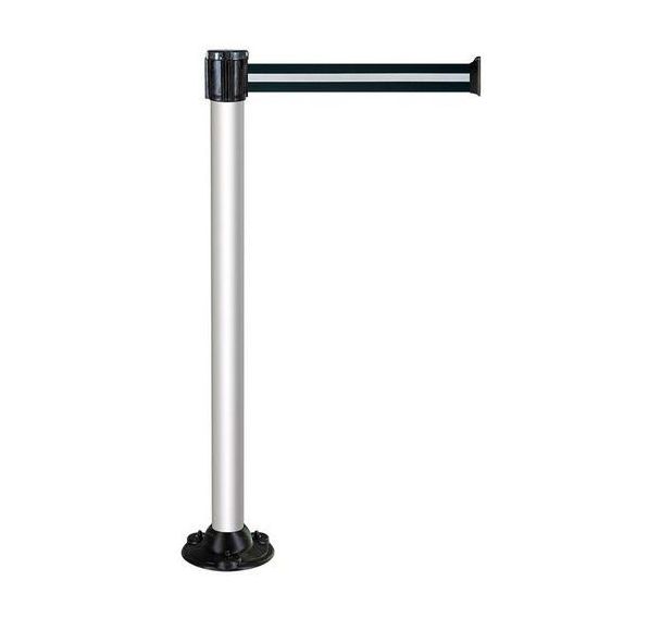 Poteau à sangle 5m - Sangle noire/argent - socle magnétique