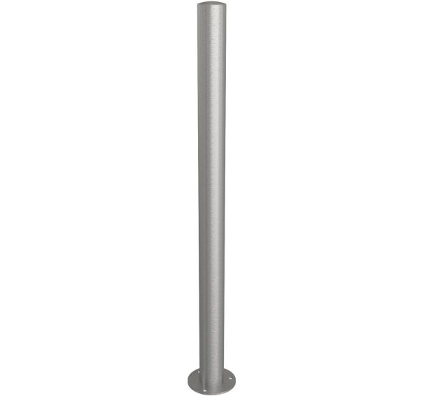 Poteau acier inox stationnaire, à cheviller avec platine