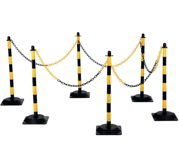 Poteau avec socle et chaîne polyéthylène - Lot de 6 - Crash Stop