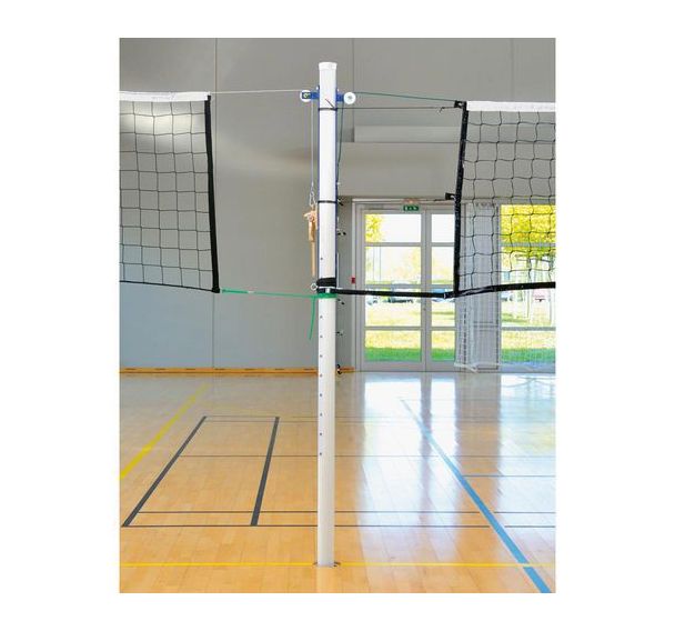Poteau central de volley en aluminium avec crémaillère.