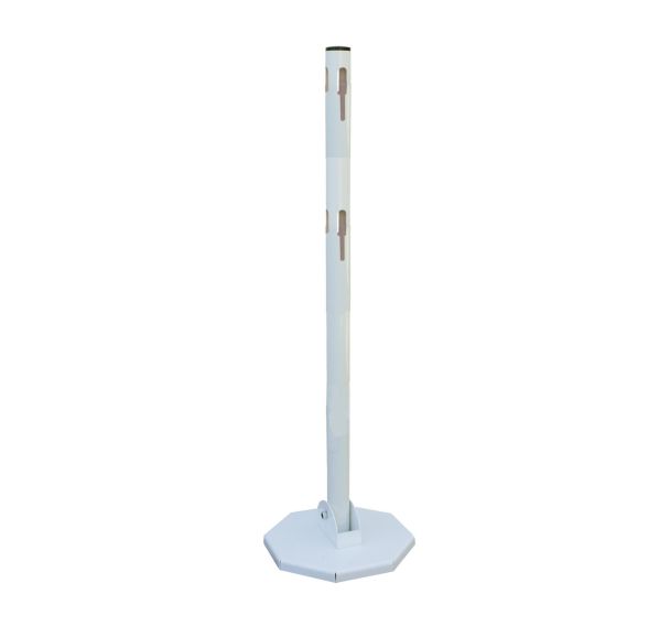 Poteau de balisage à chaine avec base rabattable - Blanc