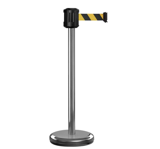 Poteau extérieur chromé à sangle 2m Noir/jaune - Viso