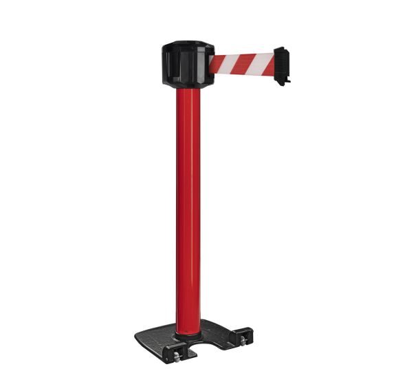 Poteau exterieur rouge a sangle 10mx5cm a roulettes - Viso