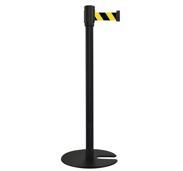 Poteau noir à sangle 2 m - Base empilable - Manutan Expert