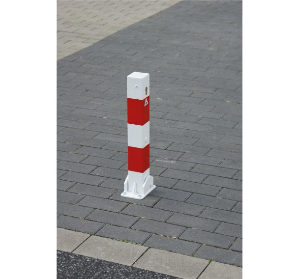 Poteau rabattable blocage bandes réfléchissantes avec anneau