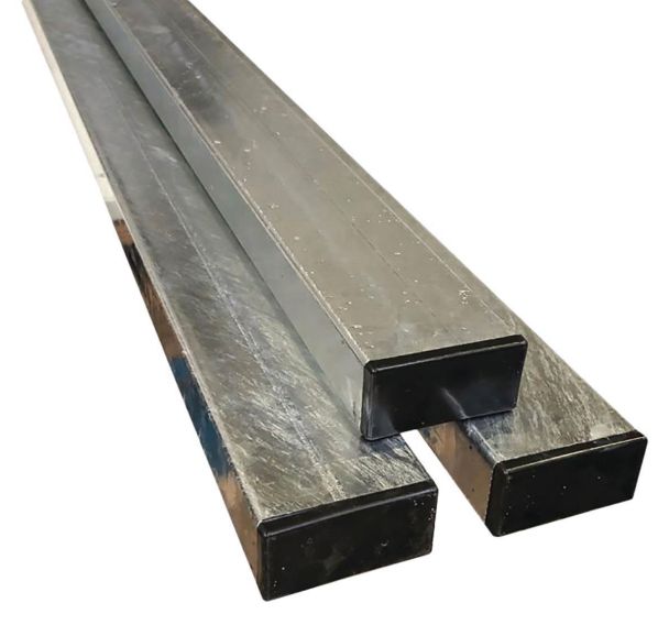 Poteau rectangulaire pour panneau signalisation acier galva 80x80mm-Hauteur 1,50 m