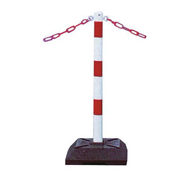 Poteau support chaîne, Ø 60 mm acier galvanisé blanc / rouge