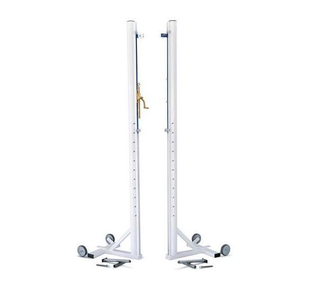 Poteaux de volley plastifiés en blanc sur embase