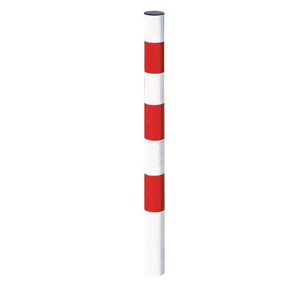 Potelet Pompier Ø76mm 3 bandes rouges rétro-réfléchissantes blanc 9010