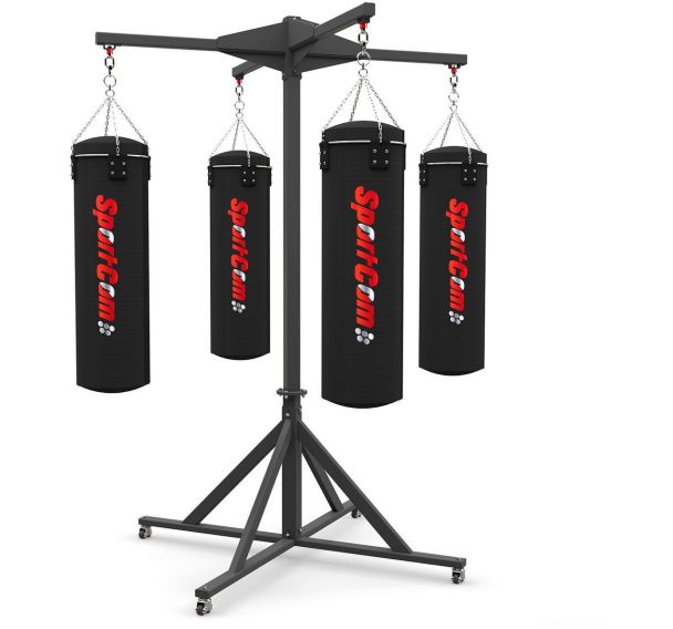 Potence mobile pour 4 sacs de frappe avec roulettes - SportCom