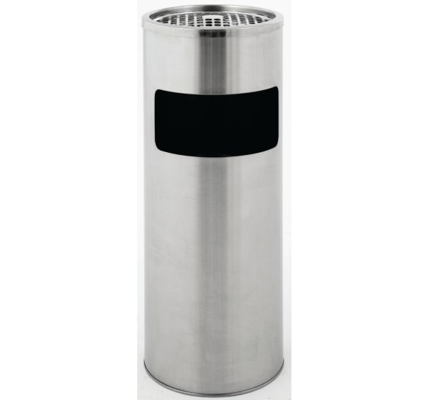 Poubelle-cendrier ronde - Inox - 12,5 L