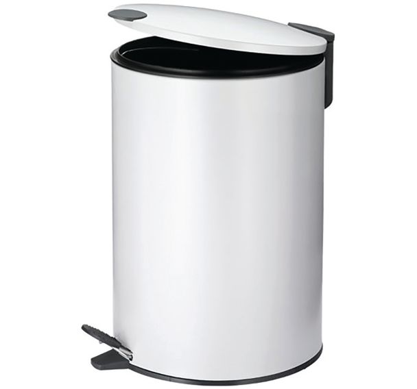 Poubelle 12l mats 38cm métal blanc