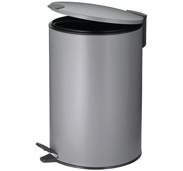Poubelle 12l mats 38cm métal gris clair