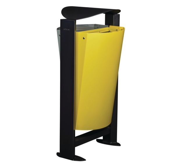 Poubelle 2x60l Arkea metal - autres déchets/plast et metal - gris7033/jaune1021