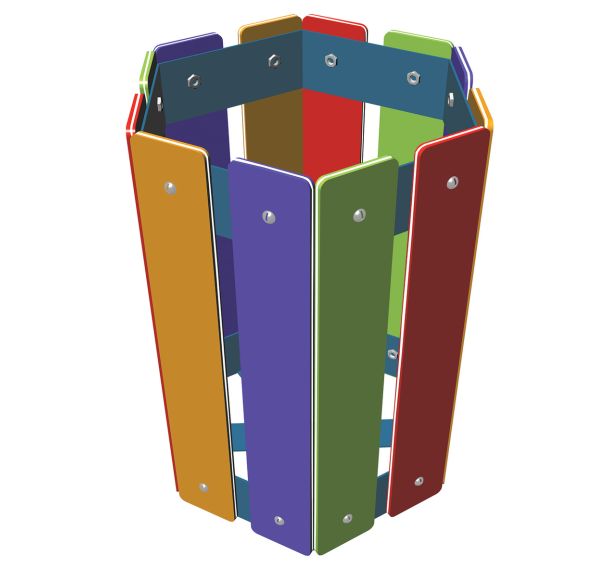 Poubelle 50 L hexagonale arc en ciel HPDE