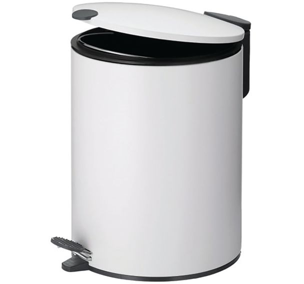 Poubelle 5l mats 27cm métal blanc