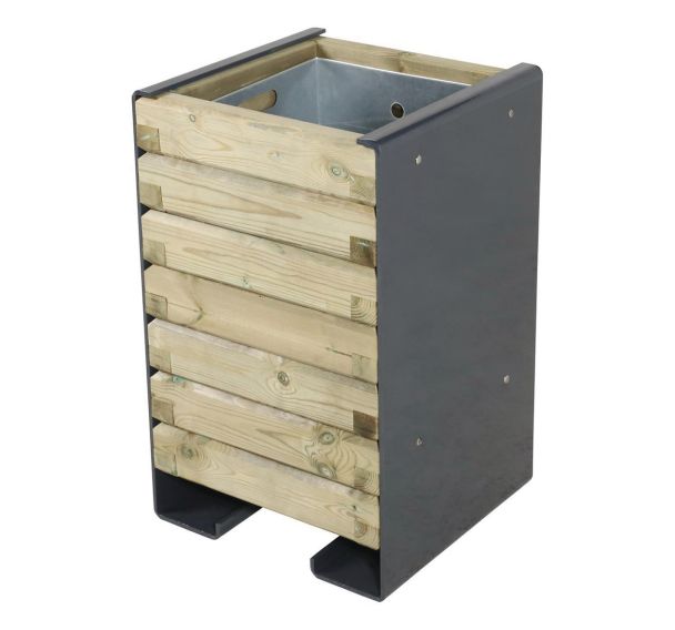 Poubelle Acmon 50L - pin piètement acier galva laqué gris - bac acier galva