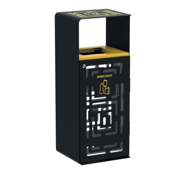 Poubelle Artri anti nuisible 110 L tri emballage - manganèse jaune-Rossignol Pro