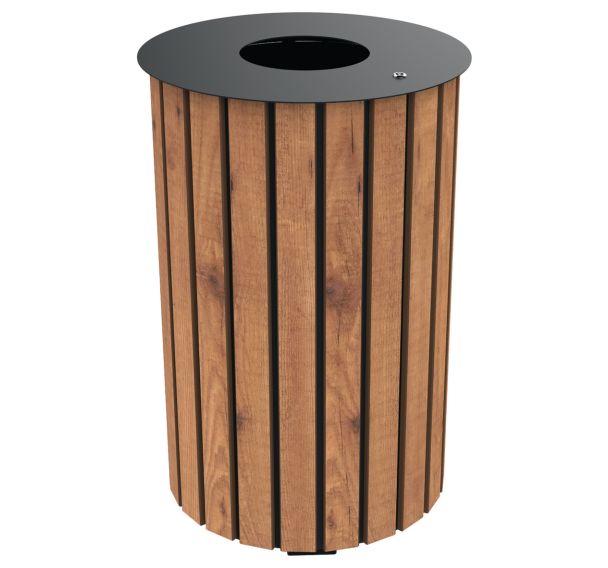 Poubelle CITADY 60 L lames bois/métal - BUTON DESIGN