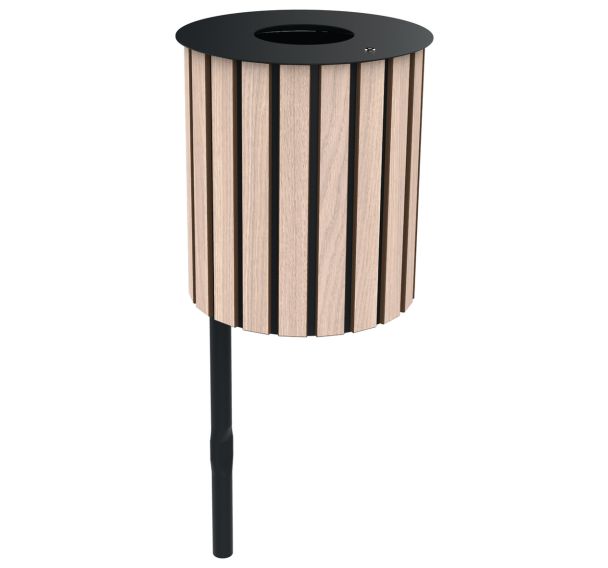 Poubelle CITADY 60 L sur pied lames bois/métal - BUTON DESIGN