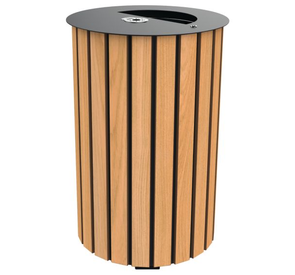 Poubelle CITADY 80 L cendrier lames bois/métal - BUTON DESIGN