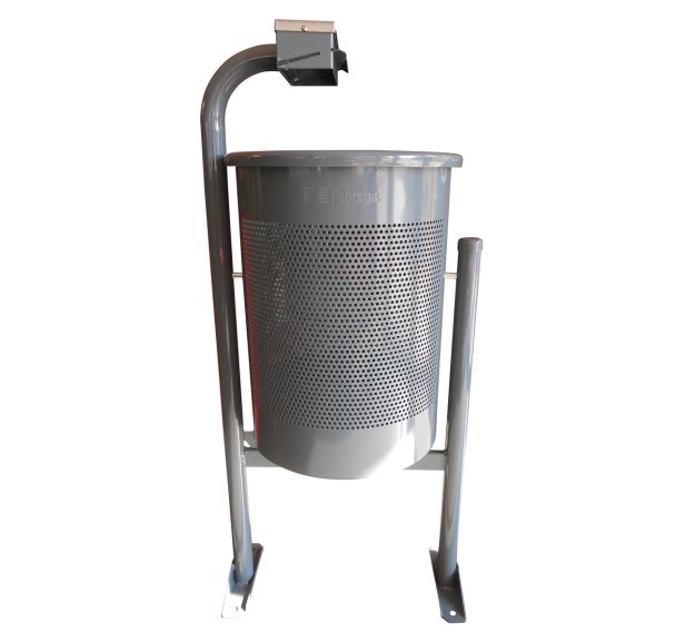 Poubelle Chambéry Eco avec cendrier acier 60 L - gris