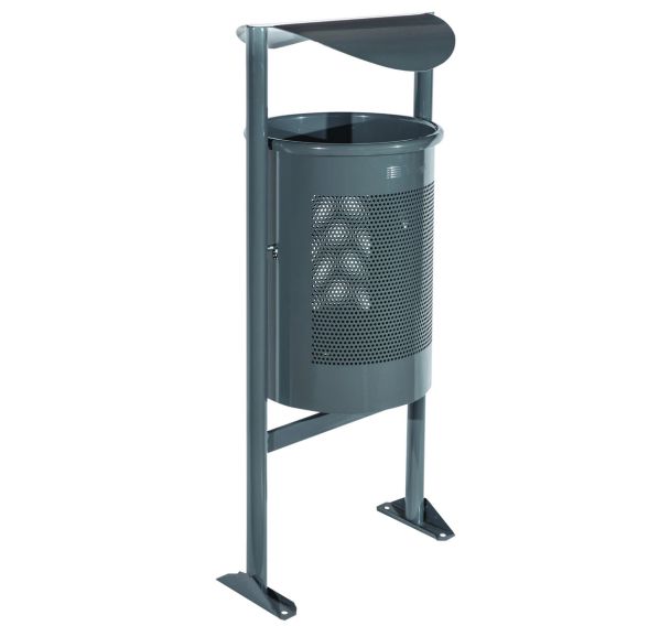 Poubelle Chambéry Eco avec couvercle acier 60 L - gris