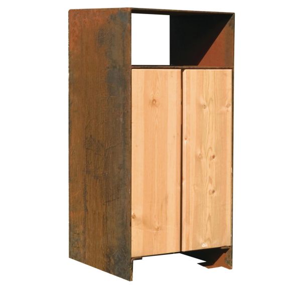 Poubelle Gavarres bois/acier 110 L