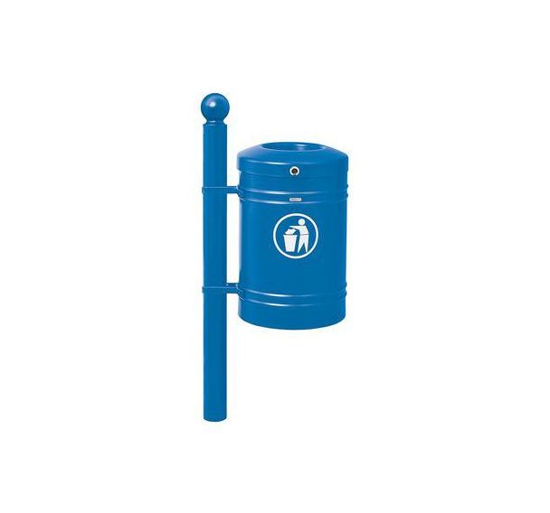 Poubelle Guyenne sur poteau pommeau Boule 40 L avec seau - Procity