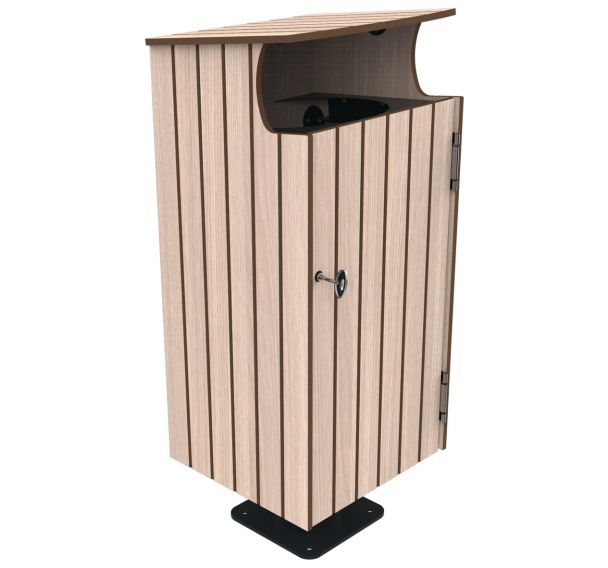 Poubelle JARDIZ 80 L effet lames bois/métal - BUTON DESIGN