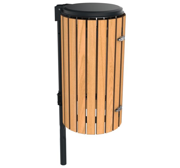 Poubelle JARDIZ avec couvercle lames bois/métal - BUTON DESIGN