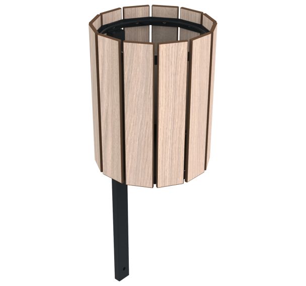 Poubelle JARDIZ ronde lames bois/métal - BUTON DESIGN