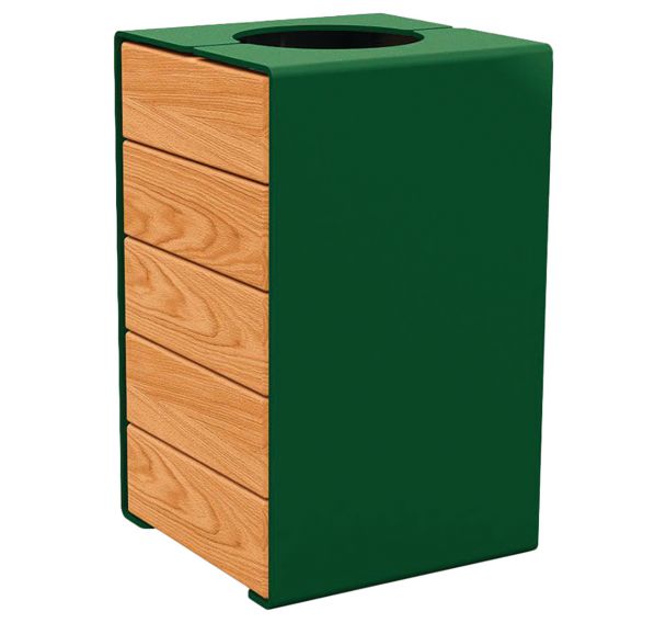 Poubelle Kub 120 L acier/bois - Procity