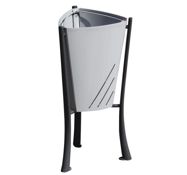 Poubelle Minsk 65 L acier alu 9006 / fonte noir