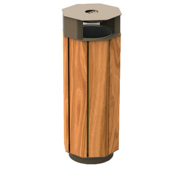 Poubelle OKTO avec bac - bois dur/acier - Benito