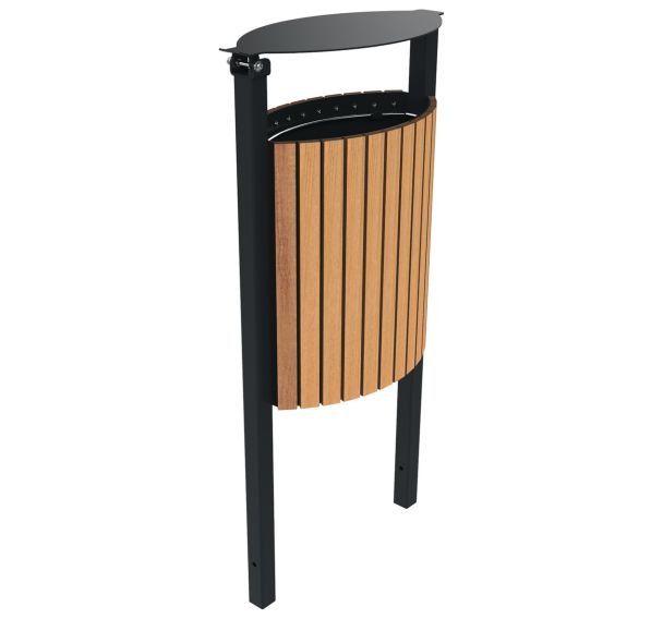 Poubelle OVALON 40 L lames bois/métal - BUTON DESIGN