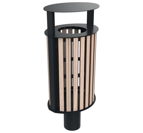 Poubelle OVALON 75 L lames bois/métal - BUTON DESIGN