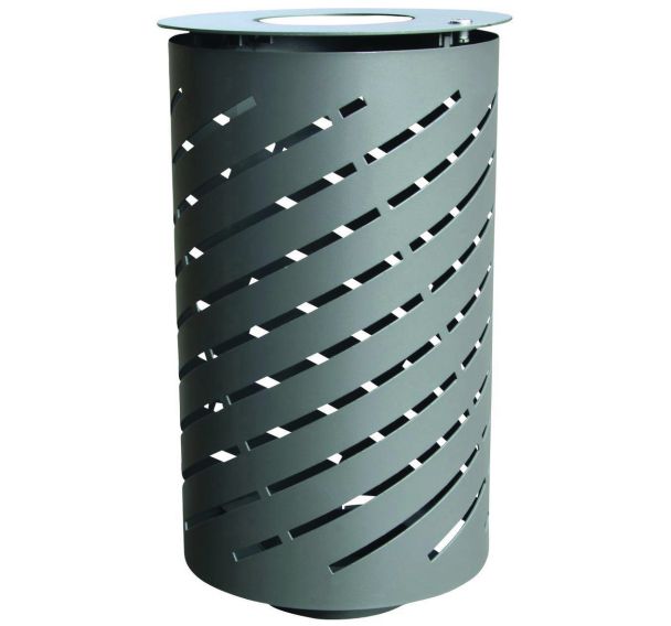Poubelle Spiral 65L acier galvanisé gris martelé