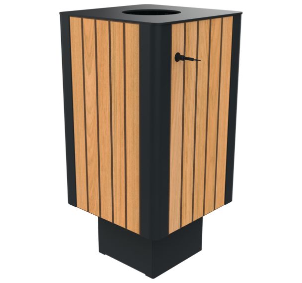Poubelle URBEO 60 L effet lames bois - métal - BUTON DESIGN