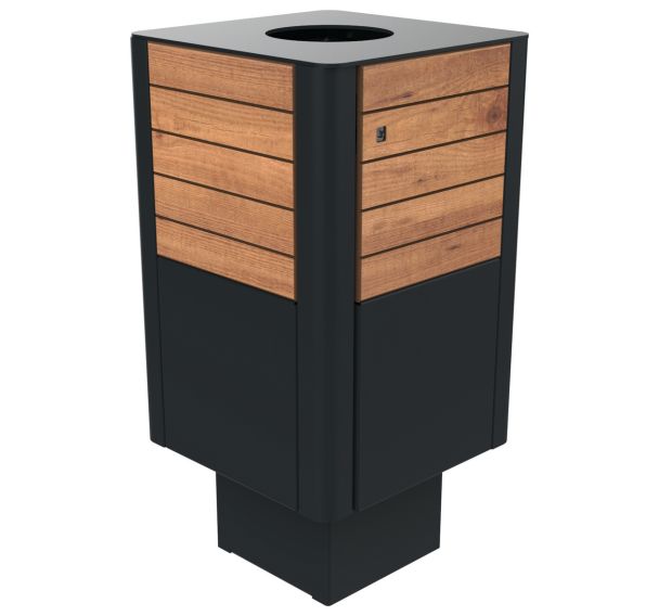 Poubelle URBEO 60 L effet lames bois/métal - BUTON DESIGN