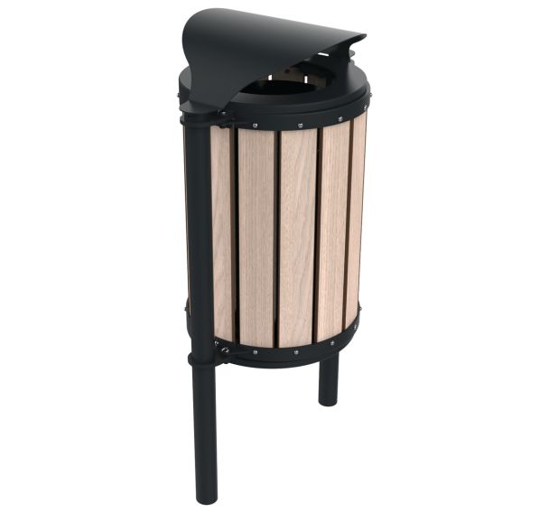 Poubelle URBEO 60 L lames bois/métal - BUTON DESIGN