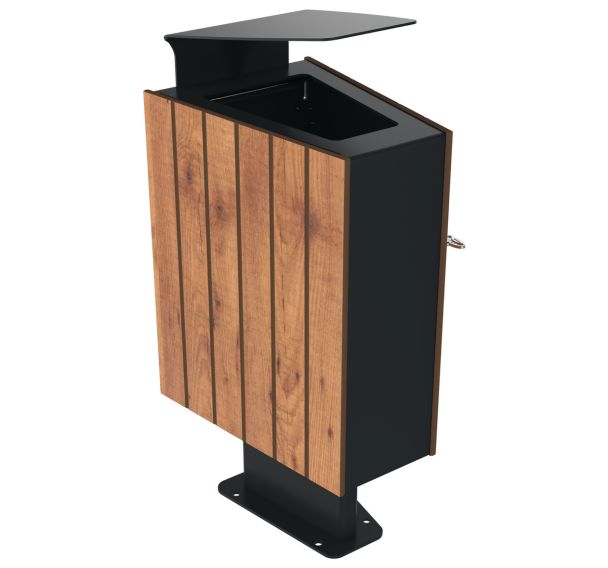 Poubelle VILEO 60 L effet lames bois/métal - BUTON DESIGN