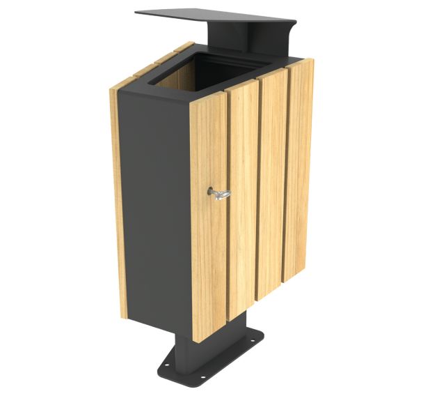 Poubelle VILEO prisme 60 L pare pluie robinier/acier anthracite 7016